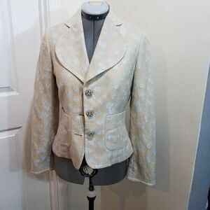 Banana republic khaki and blue lace blazer 2